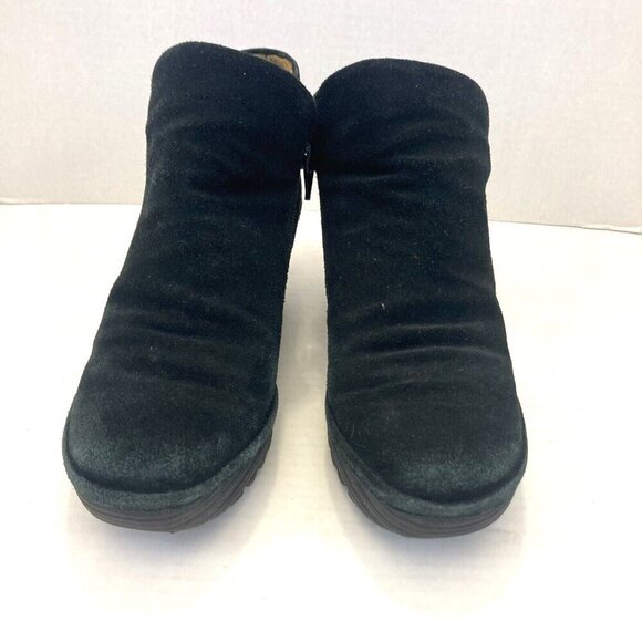 Fly London Wedge Ankle Bootie Womens EU Size 38 / US 7.5 / 8 Black Suede Leather - Picture 4 of 16